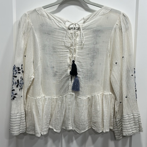 Free People Lace-Up White Top Size Medium - Picture 2 of 9